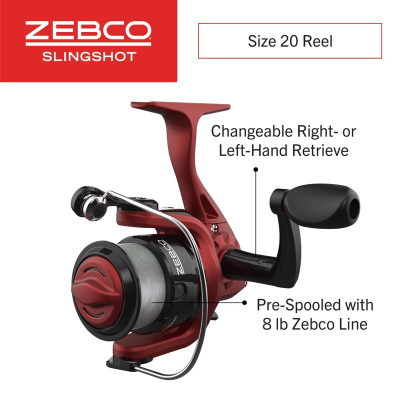 Zebco Slingshot Spinning Reel and Fishing Rod Combo, 6-Foot 2-Piece Fishing Pole, Size 20 Reel, Changeable Right- or Left-Hand Retrieve, Pre-Spooled with 8-Pound Zebco Cajun Line, Red - Image 3